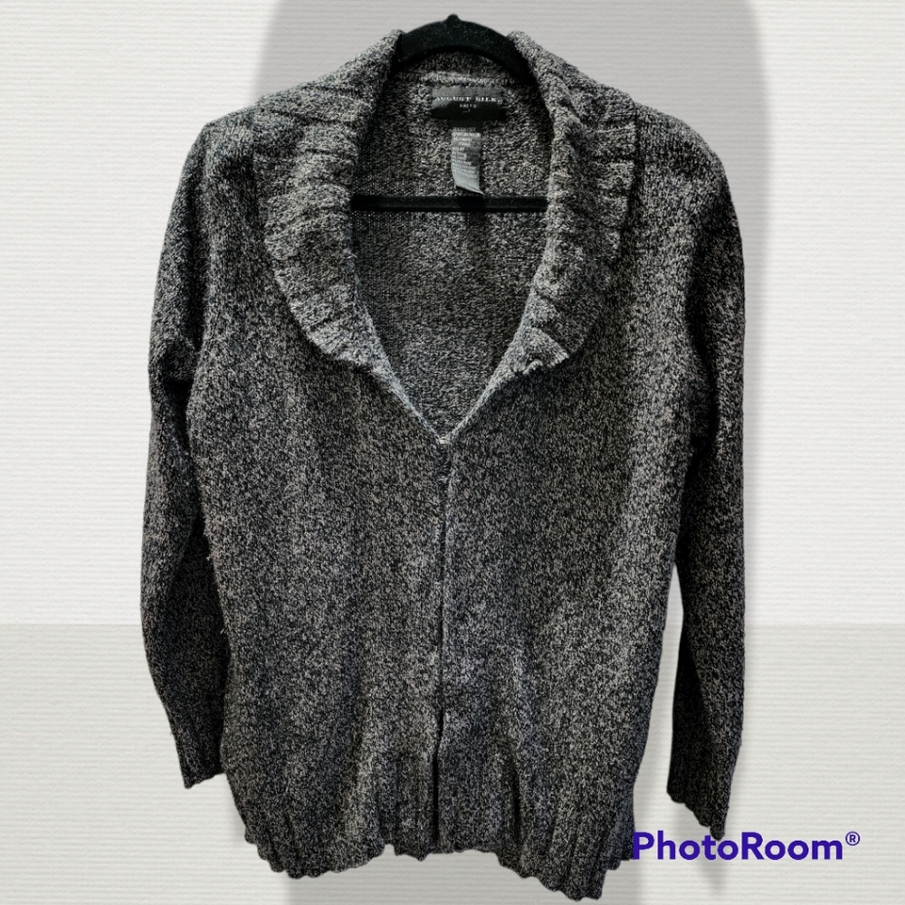 August Silk gray silk and mohair cardigan, size medium